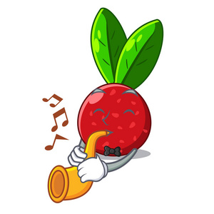 卡通冰箱矢量插图中有小号水果杨梅卡通狗玩小号用小号高尔夫球吉祥物