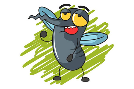 可爱蚊子的矢量卡通插图. 孤立在白色背景上.照片