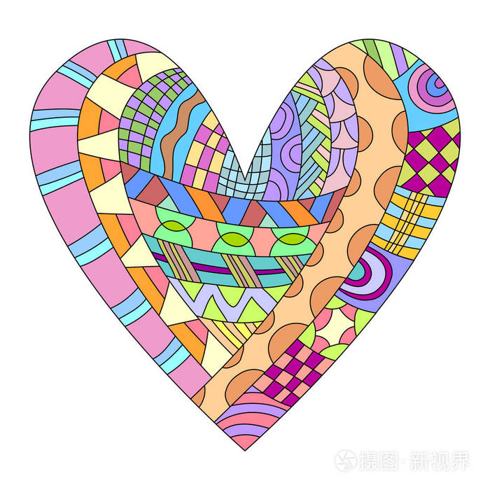 五颜六色的心与不同的模式