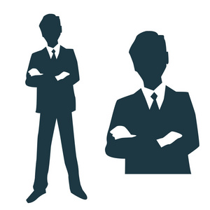 剪影商人手交叉胜利赢家成功的商业理念. 矢量图.照片