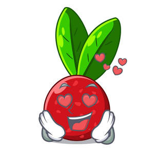 爱的水果杨梅在卡通冰箱矢量插图