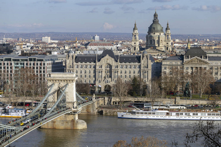 s Basilica in the background in Budapest, Hungary.