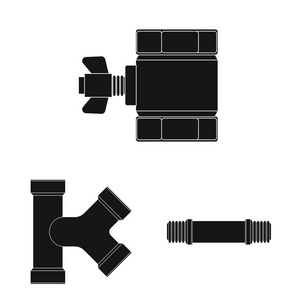 管道和管状标志的孤立物体。库存管道和管道矢量图标集
