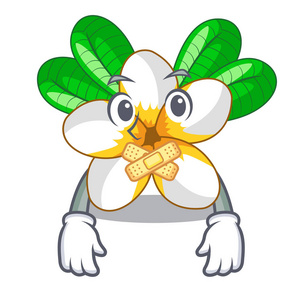 吉祥物矢量插图上分离的无声花frangipani