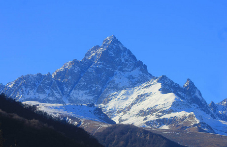 蒙维索冬天下雪的全景图