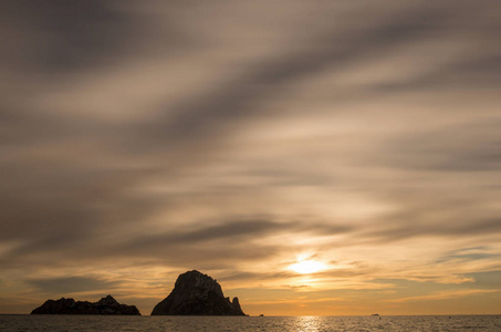 西班牙伊比萨岛的日落