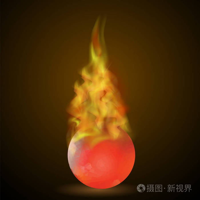 燃烧红色球体隔离在黑色背景上火焰球