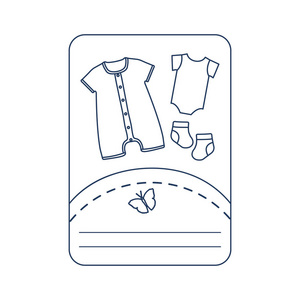 婴儿衣服的矢量插图。 滑袜紧身衣。 新生儿所必需的东西。