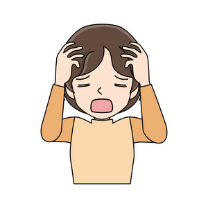 confusedyoung一个年轻女人抱着一个麻烦的头的例子.照片