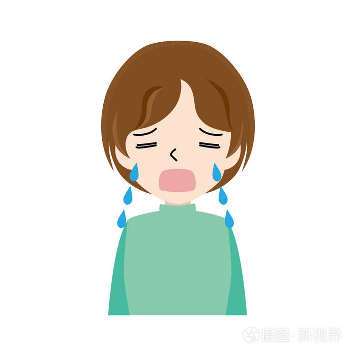 一个泪流满面的年轻女人的插图