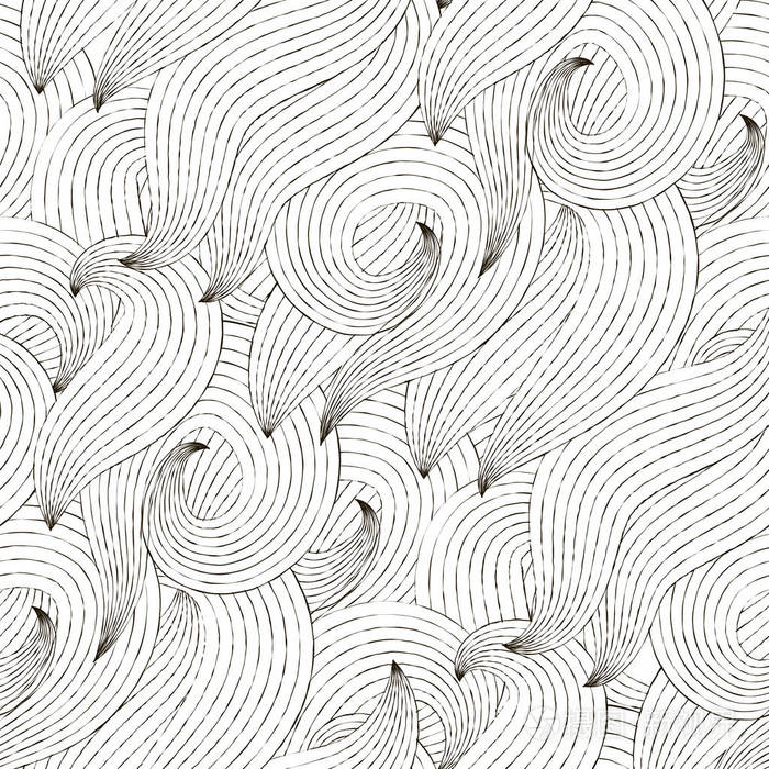 无缝波浪手绘图案随机条纹纹理