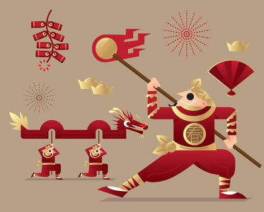 中国龙舞的图形插图