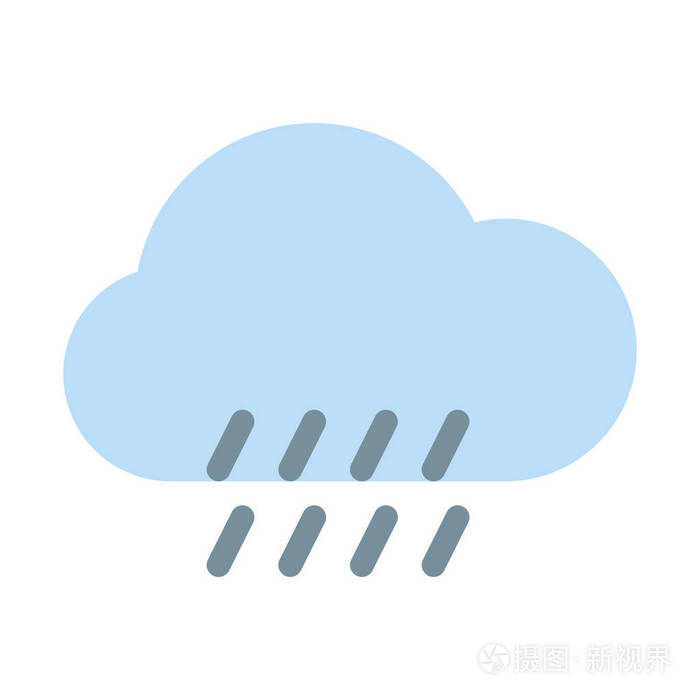 多云天气下雨图标简单矢量图