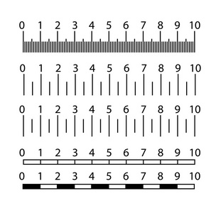 英寸和公制标尺设置。厘米和英寸测量刻度厘米指标。精密测量厘米图标工具的测量尺寸指示标尺工具