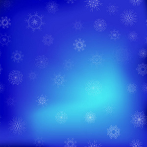 在蓝天背景上显示薄片无缝图案。 冬季圣诞节自然纹理