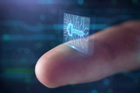 利用控制玻璃进行生物扫描的指纹大镜头。通过人的指纹进行监视和安全的概念