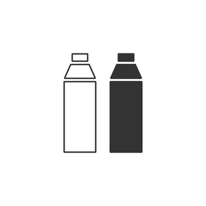 塑料瓶。 白色背景下的黑色图标平