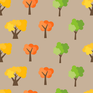秋天的树木无缝的样式