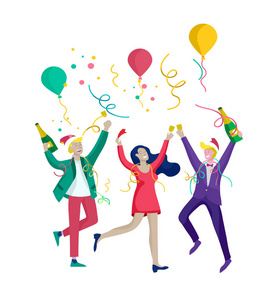 祝大家圣诞快乐, 新年快乐.年轻朋友或同事的公司照片