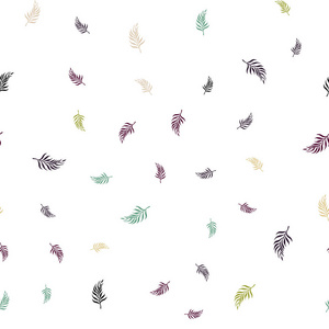 浅色多色矢量无缝涂鸦背景与叶子。 创造性的插图，模糊的风格与叶子。 织物壁纸设计图案。