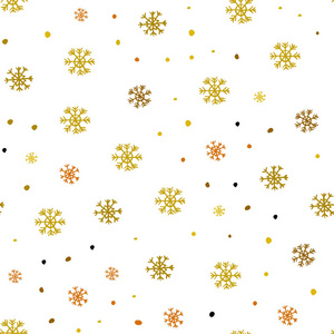 暗黄色矢量无缝覆盖美丽的雪花。 雪花的现代几何抽象插图。 时尚面料壁纸的图案。
