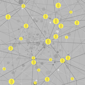 比特币数字货币技术风格背景。 比特币金融系统。 密码硬币连接