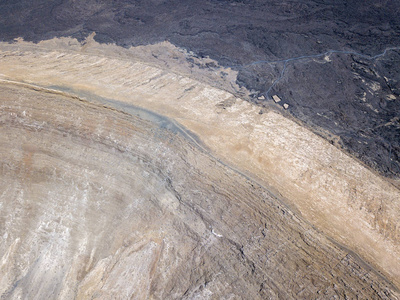 鸟瞰蒂曼法亚国家公园卡尔德拉布兰卡内部的火山口。 火山全景山脉地形野生自然兰萨罗特加那利岛西班牙