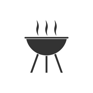 烤烧烤. 白色背景下的黑色图标平照片
