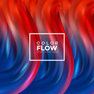 矢量未来主义抽象背景。 五颜六色的波浪状液体形式。 鲜红的蓝色美丽的编织。 数字背景与流动业务液体横幅封面。 矢量插图