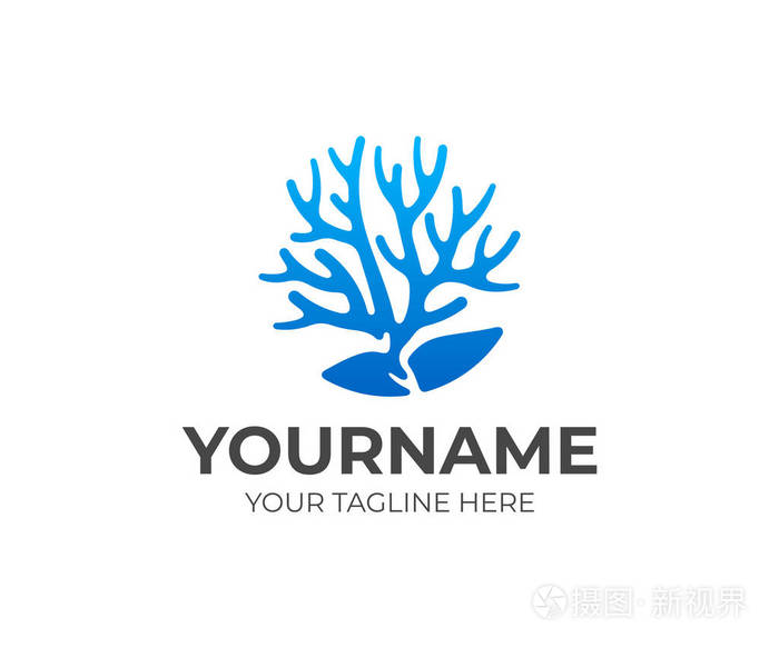 珊瑚礁标志设计珊瑚与石矢量设计海洋生物标志