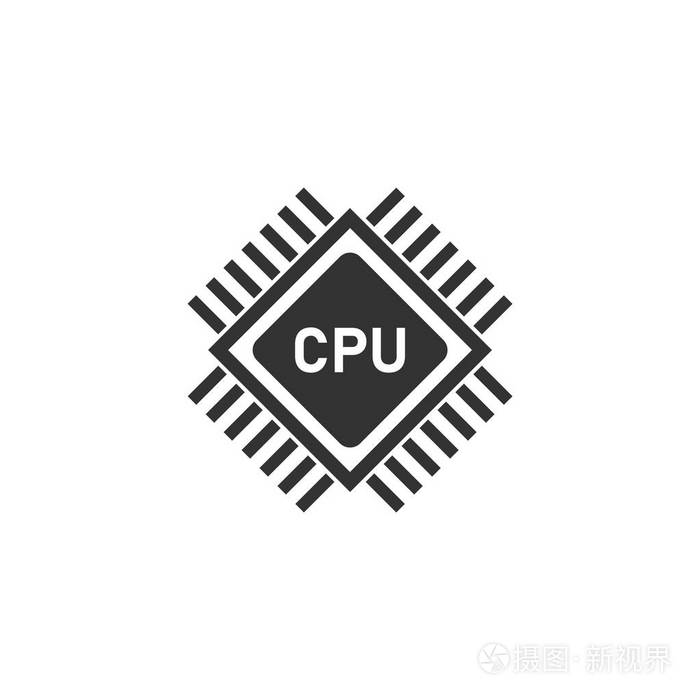 cpu. 白色背景下的黑色图标平