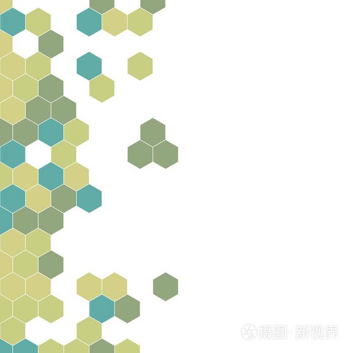 插画 由六边形组成的粒状图案五颜六色. 蜂窝矢量背景. 等距几何抽象.