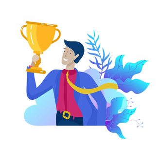 庆祝冠军商业团队成功举办金冠军杯, 人们的理念对胜利很满意.