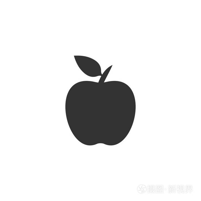 苹果。 白色背景下的黑色图标平
