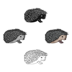 Hedgehog.Animals 的卡通风格矢量符号股票图 web 的单个图标