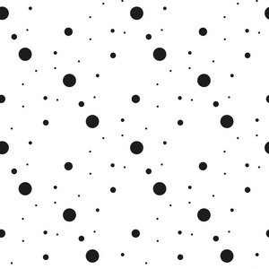 矢量无缝黑白圆圈背景. 不规则的形状. 现代时尚的圆点纹理.