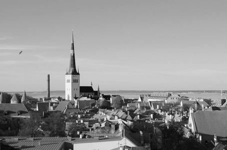 s Church tower stands above the tiled roofs of the Old Town of T