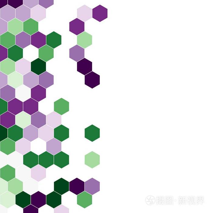 由六边形组成的粒状图案五颜六色. 蜂窝矢量背景. 等距几何抽象. 长宽