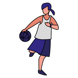 年轻的女人在打篮球