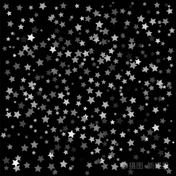 黑暗背景上的一组灰色恒星. 星星图案