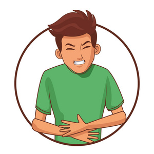 肚子疼卡通图片