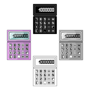 Calculator.Realtor 的卡通风格矢量符号股票图 web 的单个图标