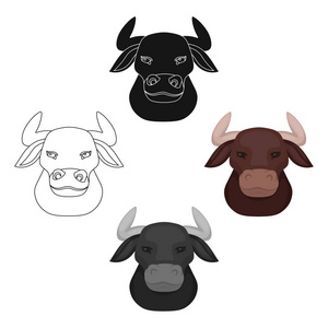 在白色背景上孤立的卡通设计中公牛图标的头。西班牙国家符号股票矢量插图。