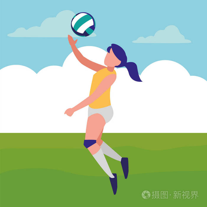 年轻的女人在打排球