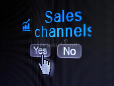 广告理念数字电脑屏幕上的成长图图标和销售渠道