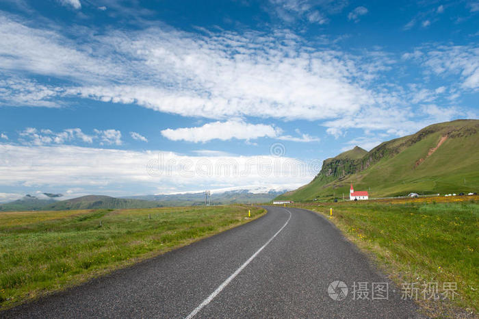冰岛南部公路和青山