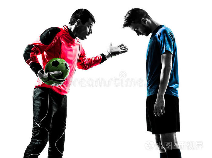 足球运动员守门员比赛剪影