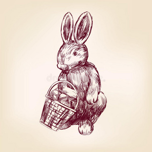复活节兔手绘矢量图