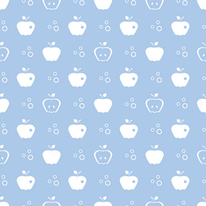 与苹果无缝图案。 苹果和叶子的矢量插图。 水果背景。 海报纺织品贺卡设计。