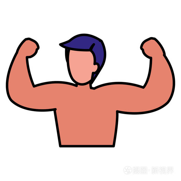 强壮的男人与泳衣